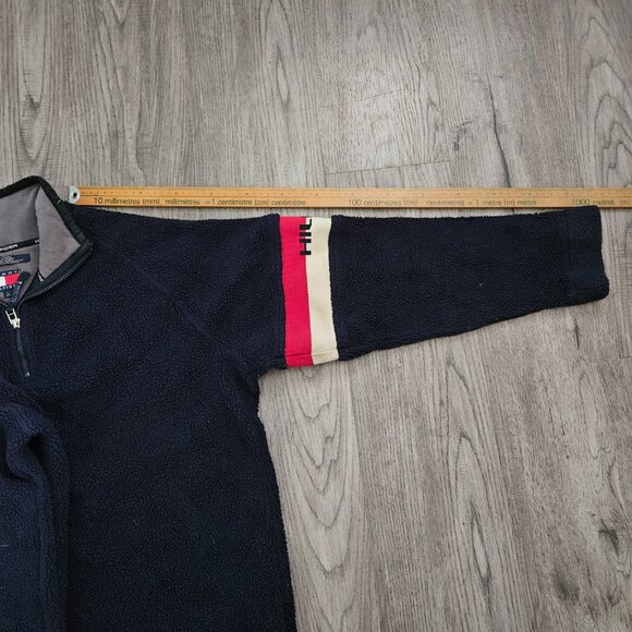 Tommy Hilfiger H/00 Navy Sherpa Fleece Quarter Zip Pullover – Men’s L - Picture 5 of 8